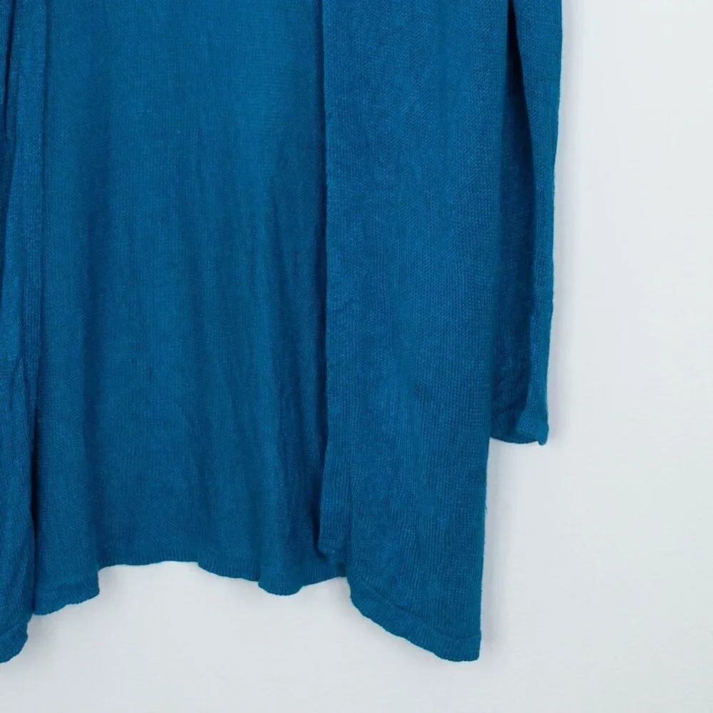 J. Jill Womens Linen Blend Open Front‎ Long Cardigan in Oceanside Size S Summer